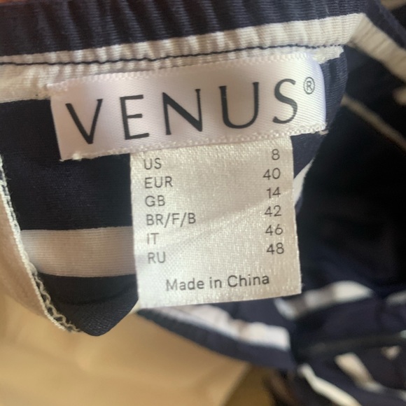 VENUS Sleeve Detail Midi Dress Nvy Blue/Wht Size:8 - Picture 6 of 7